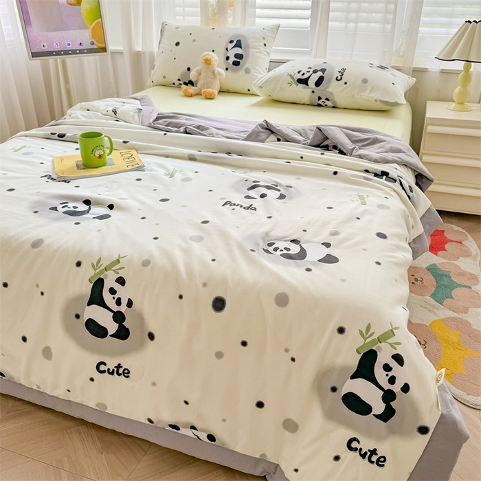 91家纺网 家纺一手货源 找家纺 美梦里 2024新款A类水洗棉棉花夏被 小熊猫