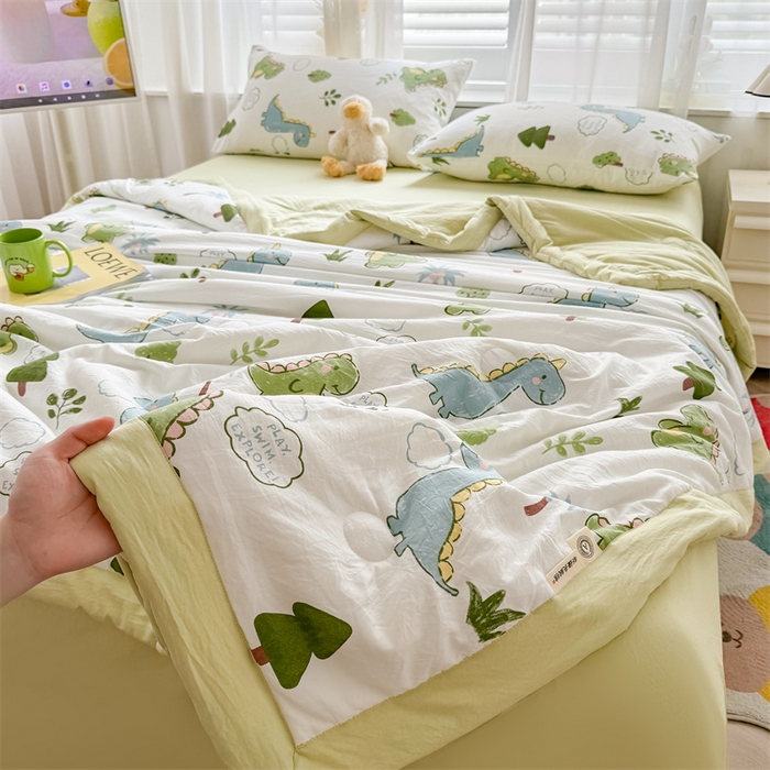 91家纺网 家纺一手货源 找家纺 美梦里 2024新款A类水洗棉棉花夏被 小恐龙