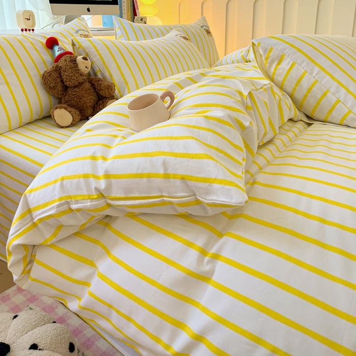 91家纺网 家纺一手货源 找家纺 雅居纺 2024新款全棉绣花老粗布单被套四件套 幸运熊