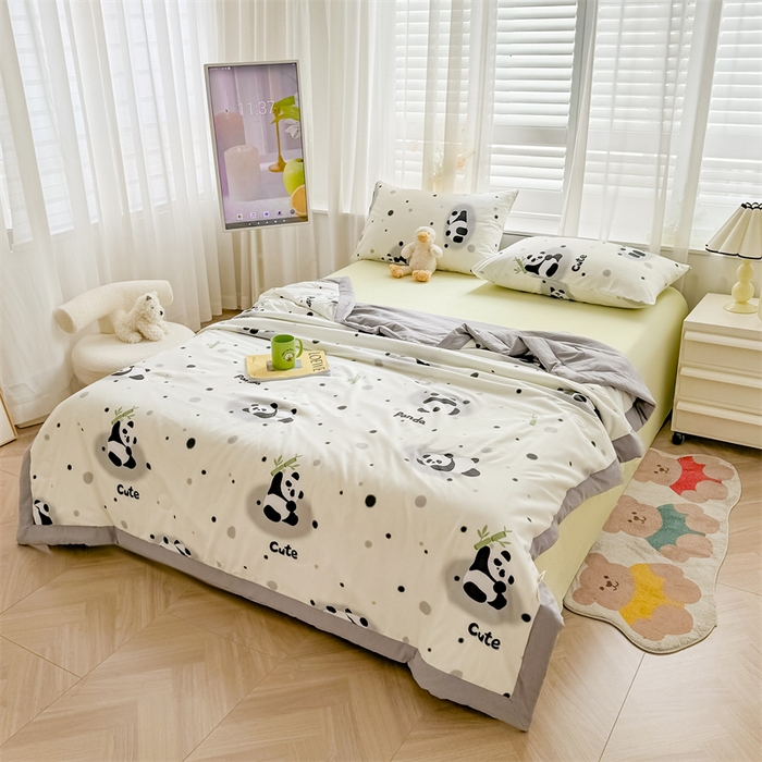 91家纺网 家纺一手货源 找家纺 美梦里 2024新款A类水洗棉棉花夏被 小熊猫