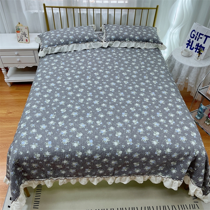 91家纺网 家纺一手货源 找家纺 暖居 2024新款韩系泡泡点棉花砂洗被套砂洗棉花床盖四件套 晚介