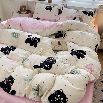 91家纺网 家纺一手货源 找家纺 （总）乐童 2024新款直播爆款13070纯棉印花吊边款一字绣四件套第八波