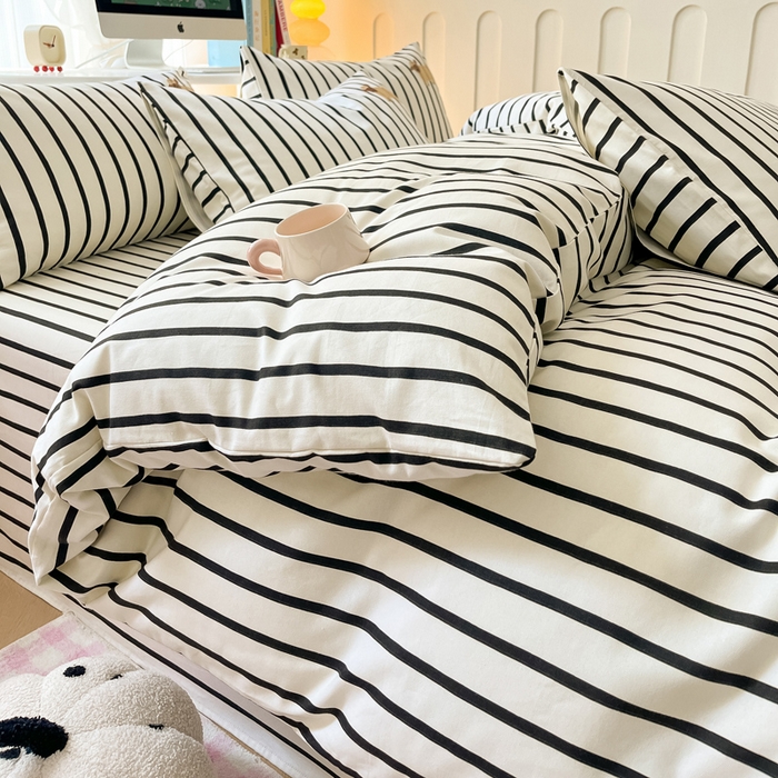 91家纺网 家纺一手货源 找家纺 雅居纺 2024新款全棉绣花老粗布单被套四件套 小绵羊