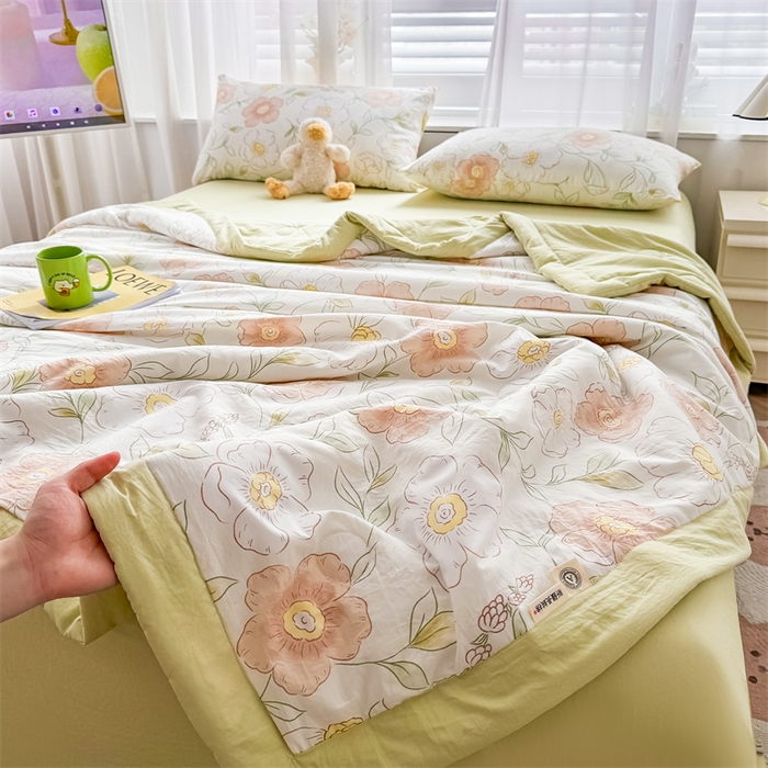 91家纺网 家纺一手货源 找家纺 美梦里 2024新款A类水洗棉棉花夏被 花季