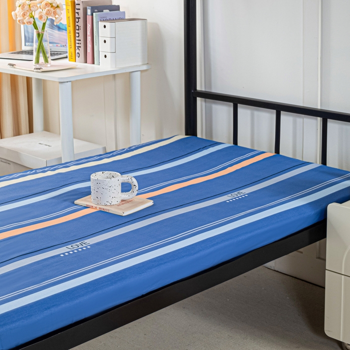 91家纺网 家纺一手货源 找家纺 锦润家纺 2024新款13372床笠床垫套全棉印花三件套莫克-蓝