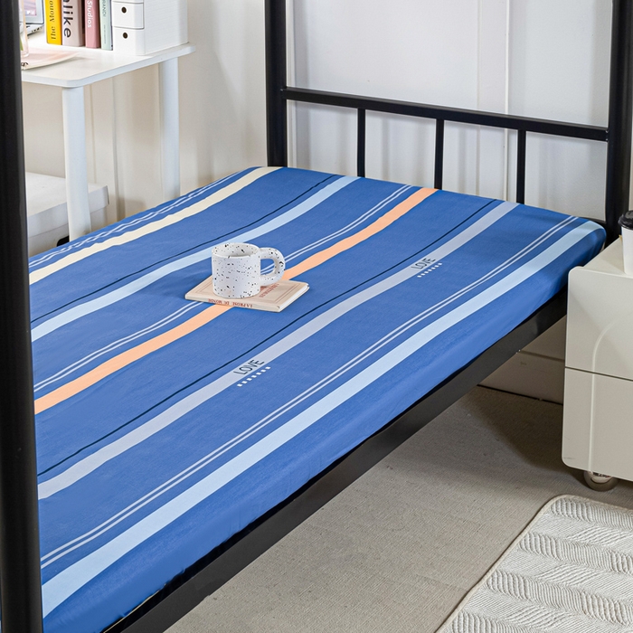 91家纺网 家纺一手货源 找家纺 锦润家纺 2024新款13372床笠床垫套全棉印花三件套莫克-蓝