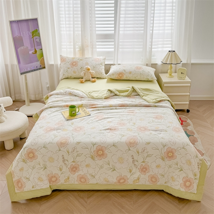 91家纺网 家纺一手货源 找家纺 美梦里 2024新款A类水洗棉棉花夏被 花季