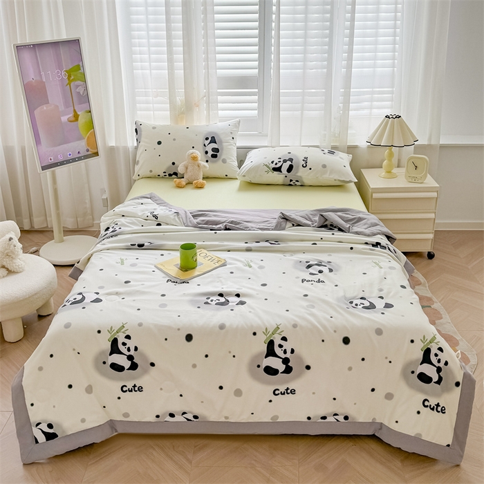 91家纺网 家纺一手货源 找家纺 美梦里 2024新款A类水洗棉棉花夏被 小熊猫