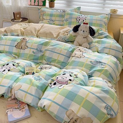 91家纺网 家纺一手货源 找家纺 （总）乐童 2024新款直播爆款13070纯棉印花吊边款一字绣四件套第八波