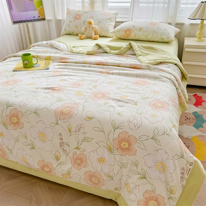 91家纺网 家纺一手货源 找家纺 美梦里 2024新款A类水洗棉棉花夏被 花季