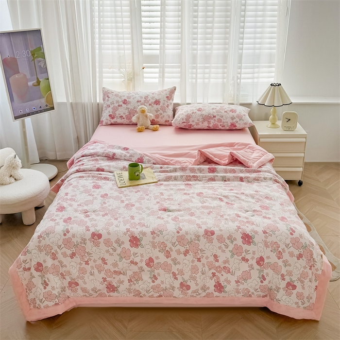 91家纺网 家纺一手货源 找家纺 美梦里 2024新款A类水洗棉棉花夏被 花园小熊