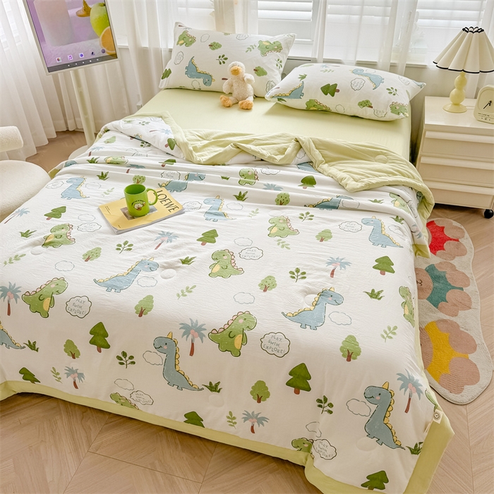 91家纺网 家纺一手货源 找家纺 美梦里 2024新款A类水洗棉棉花夏被 小恐龙