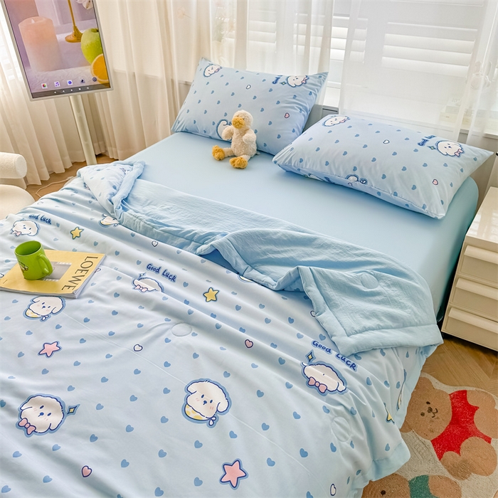 91家纺网 家纺一手货源 找家纺 美梦里 2024新款A类水洗棉棉花夏被 好运狗