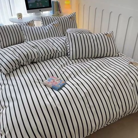 91家纺网 家纺一手货源 找家纺 雅居纺 2024新款全棉绣花老粗布单被套四件套 小绵羊