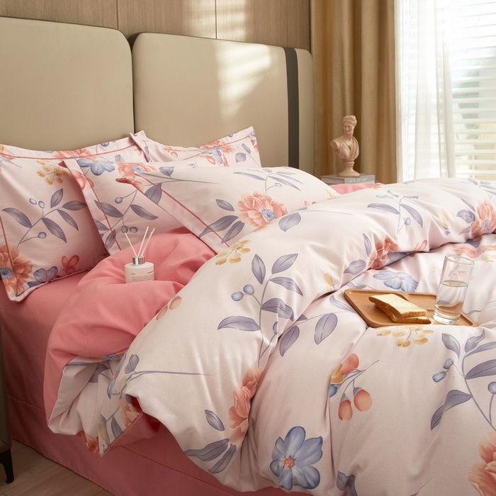 91家纺网 家纺一手货源 找家纺 金纱玉纺家纺 2024新款加厚AB版四件套秋天童话-粉