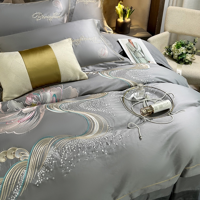 91家纺网 家纺一手货源 找家纺 （总）2025新款140支澳棉纯棉刺绣绣花四件套-简爱