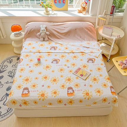 91家纺网 家纺一手货源 找家纺 柒星睡袋 2024新款全棉印花隔脏睡袋旅行睡袋 吐司公主