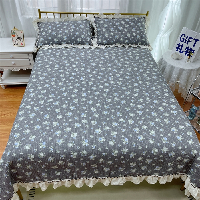 91家纺网 家纺一手货源 找家纺 暖居 2024新款韩系泡泡点棉花砂洗被套砂洗棉花床盖四件套 晚介