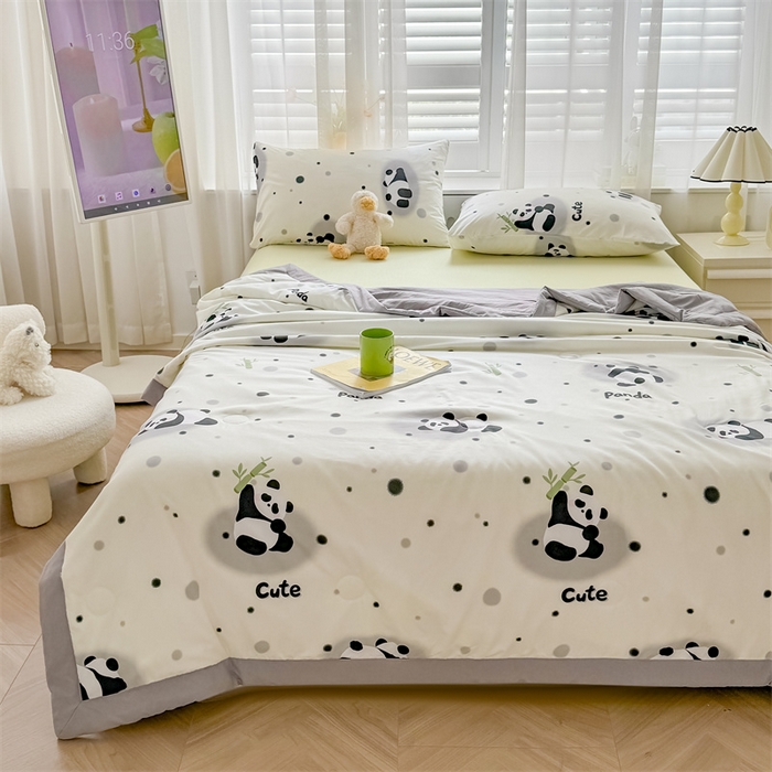 91家纺网 家纺一手货源 找家纺 美梦里 2024新款A类水洗棉棉花夏被 小熊猫