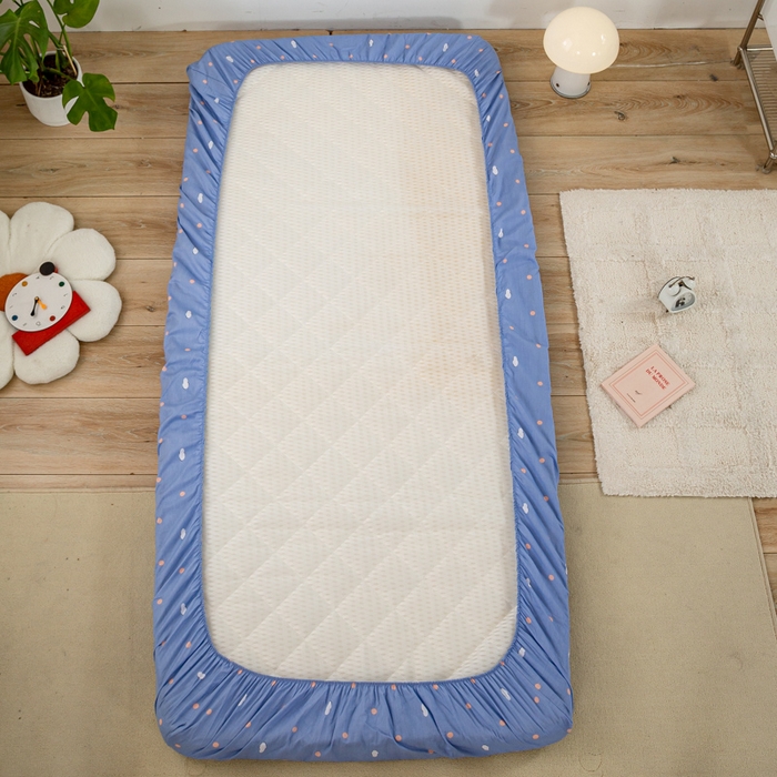 91家纺网 家纺一手货源 找家纺 锦润家纺 2024新款13372床笠床垫套全棉印花三件套遇见-蓝