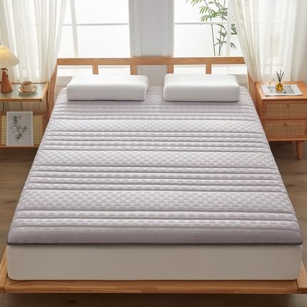 91家纺网 家纺一手货源 找家纺 羽涵家纺  2024新款10A抗菌10A抗菌华夫格提花棉花床垫-成人单边款 条纹-灰
