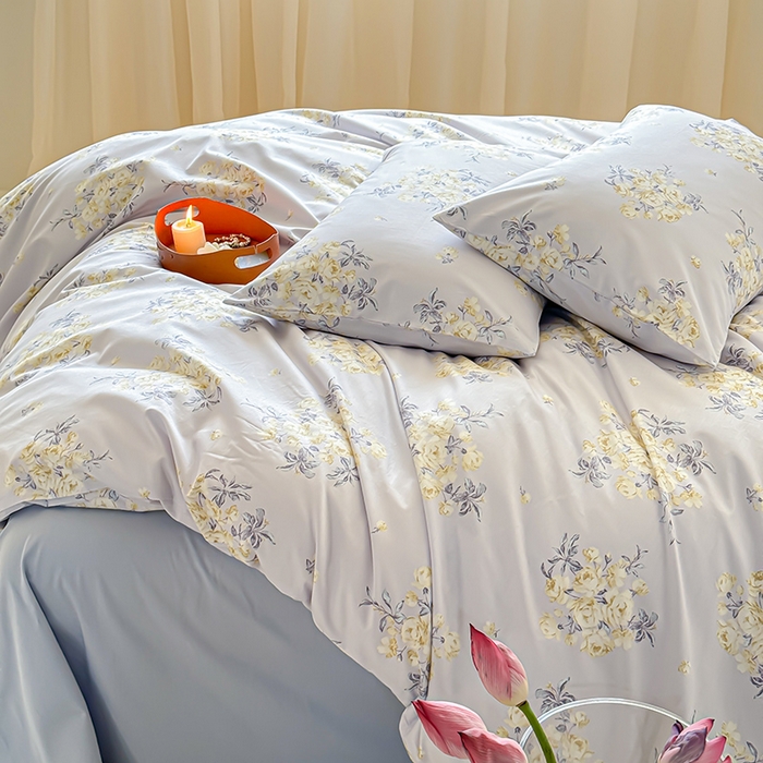 91家纺网 家纺一手货源 找家纺 2024新款全棉13370花卉款系列四件套 山椿