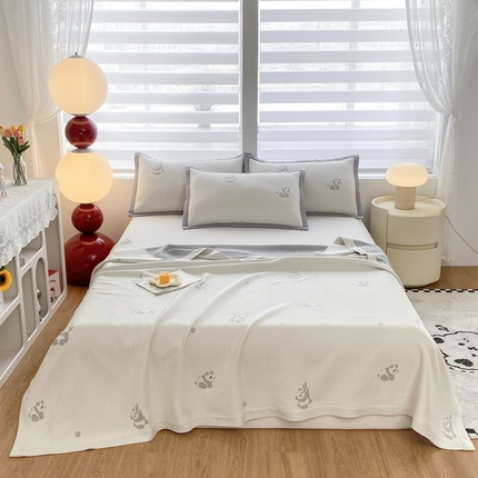 91家纺网 家纺一手货源 找家纺 典冠 2024新款A类凉感亲肤毯夏被 熊猫灰