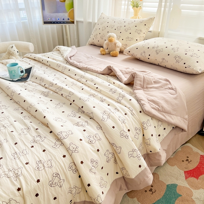 91家纺网 家纺一手货源 找家纺 美梦里 2024新款A类水洗棉棉花夏被夏凉被空调被子 小熊星愿