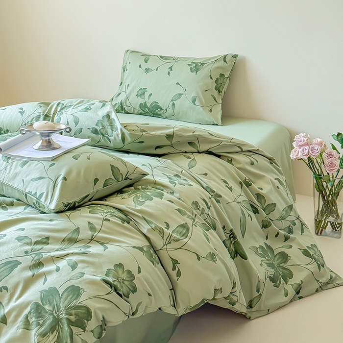 91家纺网 家纺一手货源 找家纺 2024新款全棉13370花卉款系列四件套 觅棠