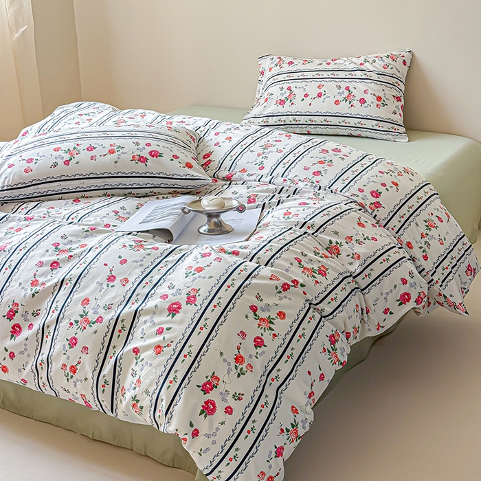 91家纺网 家纺一手货源 找家纺 2024新款全棉13370花卉款系列四件套 悦夏