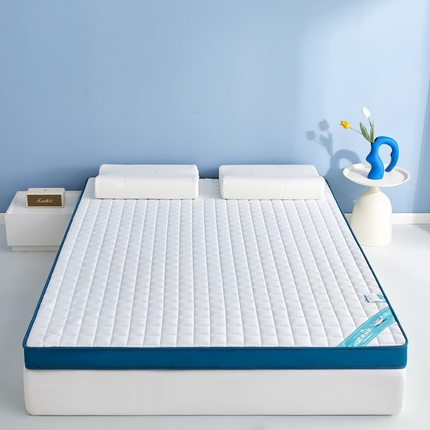 时奥家纺 2024新款针织凝胶海绵床垫 华夫格蓝