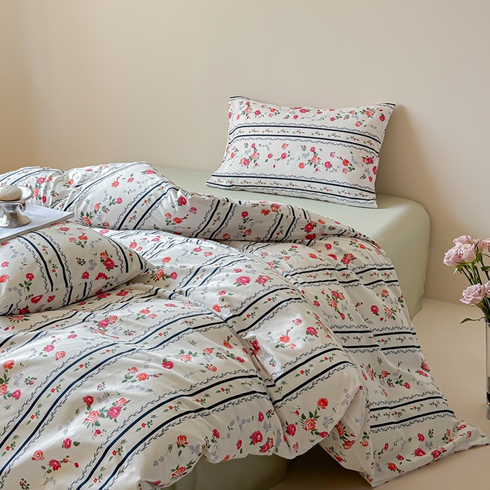 91家纺网 家纺一手货源 找家纺 2024新款全棉13370花卉款系列四件套 悦夏