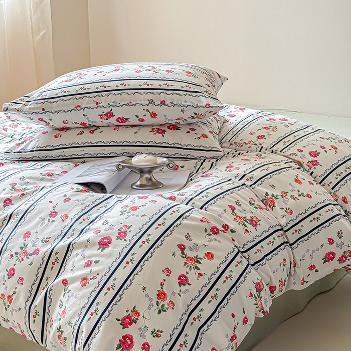 91家纺网 家纺一手货源 找家纺 2024新款全棉13370花卉款系列四件套 悦夏