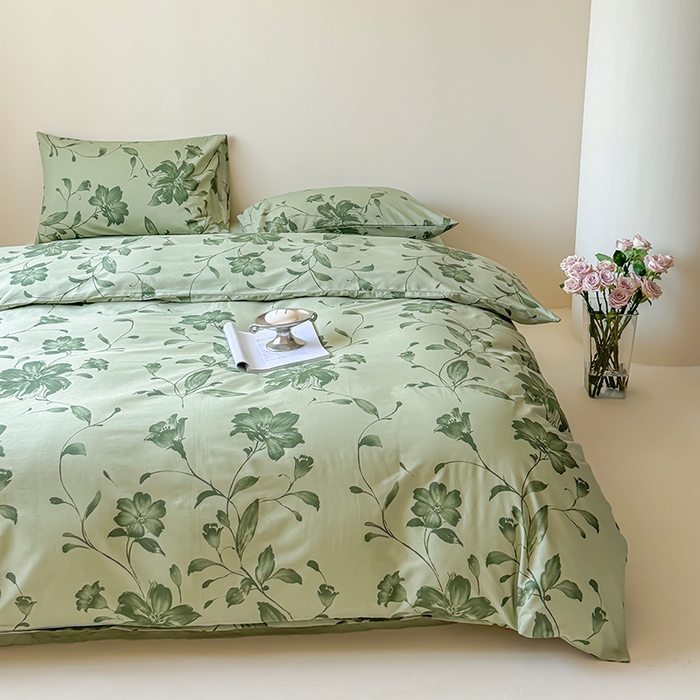 91家纺网 家纺一手货源 找家纺 2024新款全棉13370花卉款系列四件套 觅棠