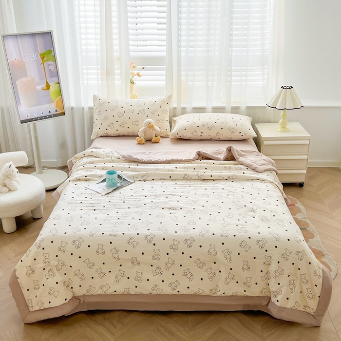 91家纺网 家纺一手货源 找家纺 美梦里 2024新款A类水洗棉棉花夏被夏凉被空调被子 小熊星愿