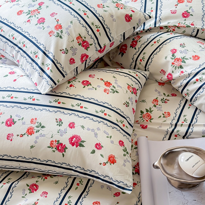 91家纺网 家纺一手货源 找家纺 2024新款全棉13370花卉款系列四件套 悦夏