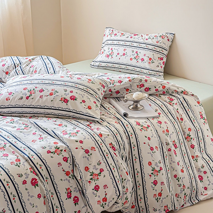 91家纺网 家纺一手货源 找家纺 2024新款全棉13370花卉款系列四件套 悦夏