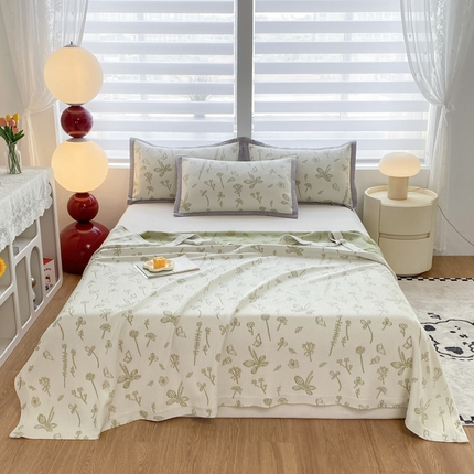 91家纺网 家纺一手货源 找家纺 典冠 2024新款A类凉感亲肤毯夏被 花朵绿