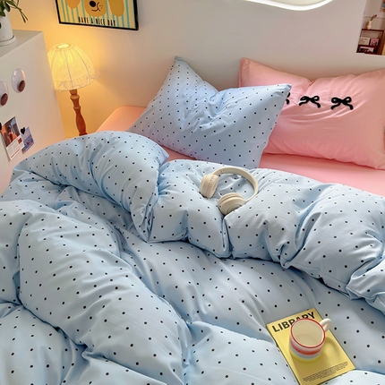 91家纺网 家纺一手货源 找家纺 （总）阿曼达 2024新款ins博主风奶fufu软fufu水洗m法式奶油风氛围感波点条纹格子四件套