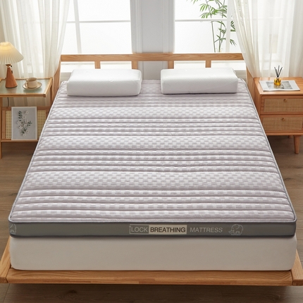 91家纺网 家纺一手货源 找家纺 羽涵家纺 2024新款10A抗菌10A抗菌华夫格提花棉花床垫-成人立体款 条纹-灰