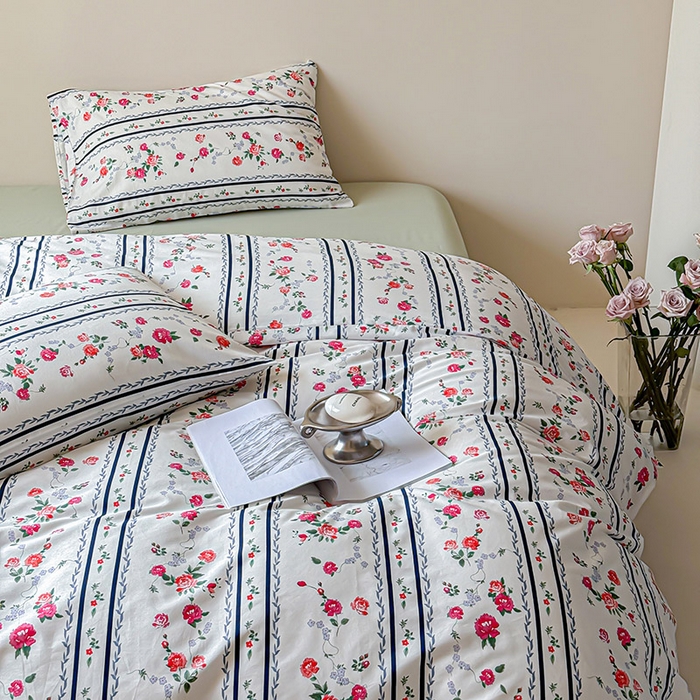 91家纺网 家纺一手货源 找家纺 2024新款全棉13370花卉款系列四件套 悦夏