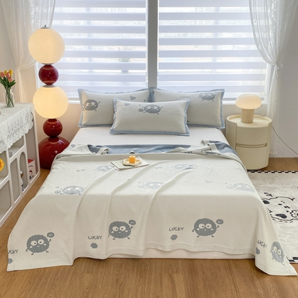 91家纺网 家纺一手货源 找家纺 典冠 2024新款A类凉感亲肤毯夏被 煤球蓝