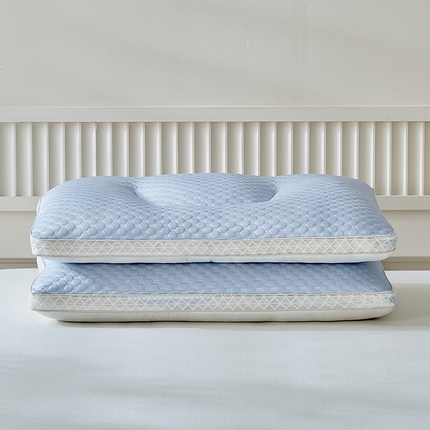 91家纺网 家纺一手货源 找家纺 梵希良品家纺 2024新款冰丝凉豆豆软枕头护颈椎助睡眠枕芯 冰豆豆定型-蓝色低枕48x74cm/只