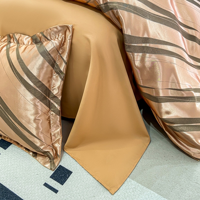 91家纺网 家纺一手货源 找家纺 莱欧纳家纺 2025新款轻奢欧式提花四件套 爱情牵线-金咖