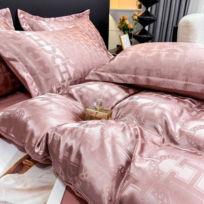 91家纺网 家纺一手货源 找家纺 莱欧纳家纺 2025新款轻奢欧式提花四件套 繁花-豆沙