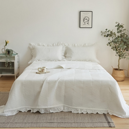 EH家居 2024新款全棉床盖三件套-知晓系列 知晓-纯白