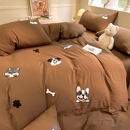 91家纺网 家纺一手货源 找家纺 （总）优兰朵 2024新款纯色双拼水洗棉毛巾绣卡通四件套超柔亲肤系列