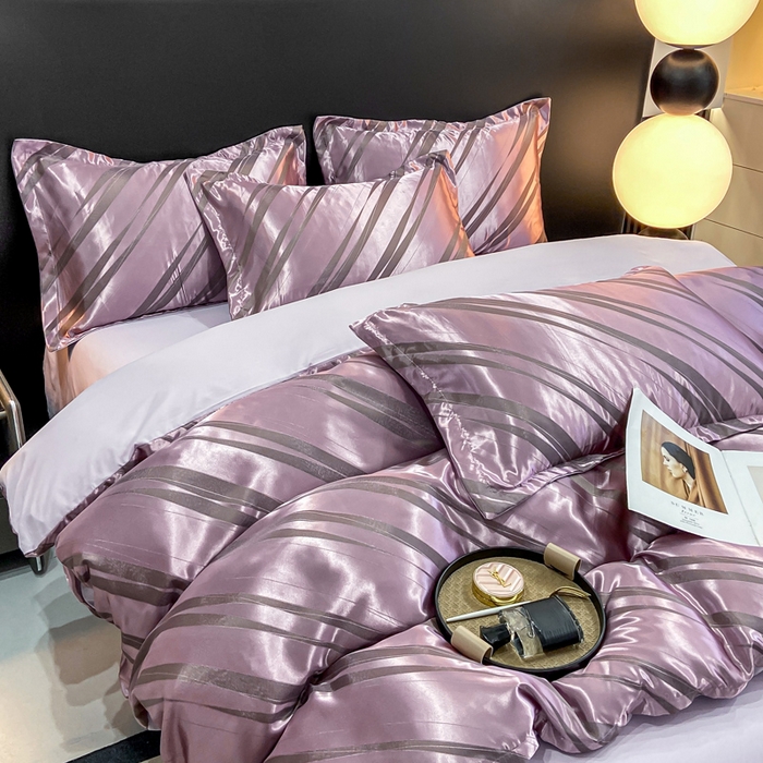 91家纺网 家纺一手货源 找家纺 莱欧纳家纺 2025新款轻奢欧式提花四件套 爱情牵线-紫