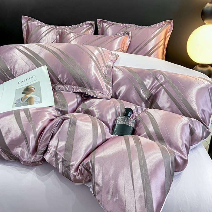 91家纺网 家纺一手货源 找家纺 莱欧纳家纺 2025新款轻奢欧式提花四件套 爱情牵线-紫