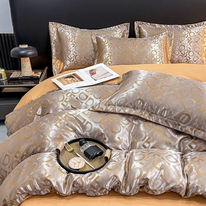 91家纺网 家纺一手货源 找家纺 莱欧纳家纺 2025新款轻奢欧式提花四件套 蒂法尼的清晨-咖